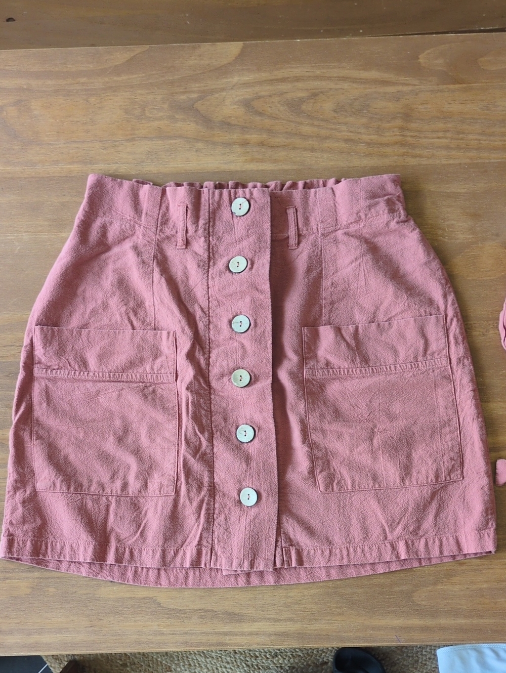 100% Cotton Mauve Button-Front Utility Skirt